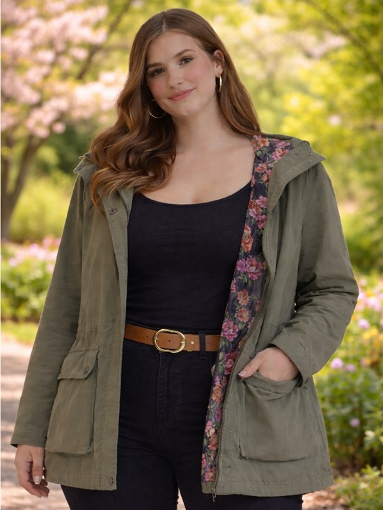 Ripzone Jackets & Blazers - Beautiful 1X Plus Size Ripzone Spring Utility Jacket-Floral Lined